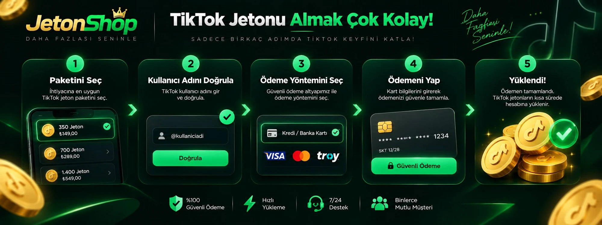 TikTok jetonlarını hemen yükle - JetonShop